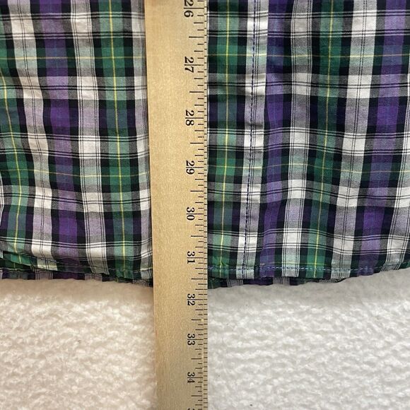 Vintage Tommy Jeans Shirt Mens Large Purple Green Tartan Plaid Button Down Logo - Picture 11 of 12